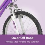 Pacific Mountain Sport Bike, Purple, 24 Inch Mountain Bike for Youth and Adults, 18 Speed, Steel Frame, Knobby Tires, Front Suspension Fork, Twist Shifters, Linear Pull Brakes, Youth and Adult Bicycle