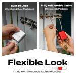 BOZZYS Cable Lock with 3 Keys | L 3.28ft(1m),D 1/6in(4mm) Adjustable Steel Cable Padlock | Aluminum Locks for Bikes, Gate, Lockers & Outdoor Gear | Weatherproof & Red