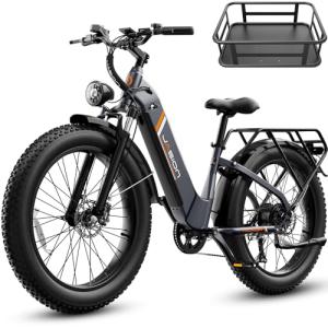 Jasion Thunder Electric Bike 2PCS, 80Miles Range& 864Ah Battery, 28MPH Speed & 750W Peak Motor, APP Control Ebikes with Hydraulic Disc Brake, Front Suspension, 26'' Fat Tire Adult Electric Bicycles GB