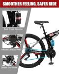 Ktaxon Foldable Mountain Bike 26 Inch Bike 21-Speed Bikes for Adults with Cool Design, Powerful Mechanical Dual Disc Brakes, Double Shock Effect and Ergonomic Cushion (Black)