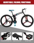 Ktaxon Foldable Mountain Bike 26 Inch Bike 21-Speed Bikes for Adults with Cool Design, Powerful Mechanical Dual Disc Brakes, Double Shock Effect and Ergonomic Cushion (Black)