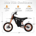 Tuttio Soleil01 48V Electric-Dirt-Bike Electric-Motorcycle Off-Road-Electric-Bike - with 21AH Battery 15-37MPH&18-43Miles Dirtbike 3-Speed Modes Motorcycle for Teens Ages 13+(Immediate-Delivery)