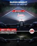 Bike Light Set, Prasky Rechargeable Bicycle Lights Front and Rear, Super Bright LED Headlight, IP65 Waterproof Multiple Modes Road Mountain Bike Lights for Night Riding