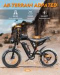 Rakowe Electric Bike for Adults, 20''*4.0'' Fat Tire 1000W Peak Ebike, Up to 45 Miles 30MPH Mountain Ebike with 48V15.6Ah Removable Battery, Dual Disc Brakes Dirt E-Bike Center Shock Absorber 7-Speed