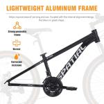 SPATIAL Mountain Bike, 20/24/26/27.5/29 inch Outdoor Cycling Bike,21/8 Speed Lightweight Aluminum Frame | Dual Disc Brakes,Adjustable Ergonomic Seat for Men Women Adult Teens (Black, 24'')