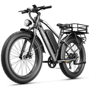 Jasion EB5 MAX Electric Bike for Adults with 1500W Peak Motor, 48V 15Ah (720Wh) Battery Electric Mountain Bike, 26'' x 4'' Fat Tire Ebike, 28+MPH Speed, Cruise Control, with Fenders, Rear Rack
