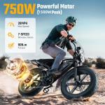 TST Electric Bike for Adults 1500W Peak 20" Fat Tire All-Terrain E-Bike 60 Miles 28MPH Electric Dirt Bike for Road Sand Mountain Snow - 48V 15AH Battery Powered Electric Motorcycle for Adventure