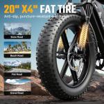 TST Electric Bike for Adults 1500W Peak 20" Fat Tire All-Terrain E-Bike 60 Miles 28MPH Electric Dirt Bike for Road Sand Mountain Snow - 48V 15AH Battery Powered Electric Motorcycle for Adventure