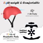 Kids Bike Helmet, Adjustable and Multi-Sport, from Toddler to Youth, 3 Sizes (Red)