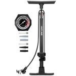 Hycline Bike Floor Pump with Gauge: Full Size 160 PSI High Pressure Bicycle Pumps - Durable Air Pump Fits Presta & Schrader Valve - Inflator for Road MTB Tire, Ball, Balloon, Inflatables - Black