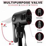 Hycline Bike Floor Pump with Gauge: Full Size 160 PSI High Pressure Bicycle Pumps - Durable Air Pump Fits Presta & Schrader Valve - Inflator for Road MTB Tire, Ball, Balloon, Inflatables - Black