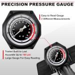 Hycline Bike Floor Pump with Gauge: Full Size 160 PSI High Pressure Bicycle Pumps - Durable Air Pump Fits Presta & Schrader Valve - Inflator for Road MTB Tire, Ball, Balloon, Inflatables - Black