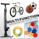 Hycline Bike Floor Pump with Gauge: Full Size 160 PSI High Pressure Bicycle Pumps - Durable Air Pump Fits Presta & Schrader Valve - Inflator for Road MTB Tire, Ball, Balloon, Inflatables - Black