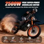 Electric Dirt Bike for Teens Adults, Peak 2500W Electric Motorcycle with 48V/21AH Removable Battery, 35MPH & 34Miles Range, 14"/12" Fat Tire, Dual Braking & Suspension, UL Certificate (Orange)