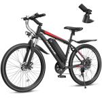 Funhang Electric Bike for Adults, 26'' 1000W Peak Ebike, Up to 50 Miles 21.7MPH Electric Mountain Bike with 48V 374.4WH Removable Battery, Adjustable Stem, Fenders, Lockable Suspension Fork, 21-Speed
