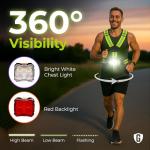 GREERRIDE Light Up Running Vest - Rechargeable, Reflective Running Vest for Runners, Dark Night Walking Reflective Safety Gear for Men Women with Removable White and Red Flashlights