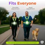 GREERRIDE Light Up Running Vest - Rechargeable, Reflective Running Vest for Runners, Dark Night Walking Reflective Safety Gear for Men Women with Removable White and Red Flashlights