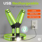 GREERRIDE Light Up Running Vest - Rechargeable, Reflective Running Vest for Runners, Dark Night Walking Reflective Safety Gear for Men Women with Removable White and Red Flashlights