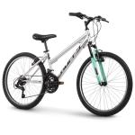 Huffy Stone Mountain Womens 24 Inch Mountain Bike, Metallic Nickel Frame, 21-Speed Shimano Twist Shifting, Front Suspension, Comfort Saddle | 20"/24"/26" Sizes, 6-21 Speeds, Dual Suspension Available