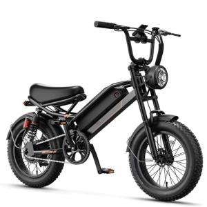 Jasion YR16 Electric Bike for Adults Teens, 1000W Peak Motor & 48V 12.5AH Battery Electric Bicycle, 16" Fat Tire Dirt Bike with Dual Suspension & Cruise Control, 55 Miles EBike Fit Teenagers & Kids