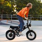 Jasion YR16 Electric Bike for Adults Teens, 1000W Peak Motor & 48V 12.5AH Battery Electric Bicycle, 16" Fat Tire Dirt Bike with Dual Suspension & Cruise Control, 55 Miles EBike Fit Teenagers & Kids