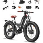 FREESKY 4000W Dual Motor Electric Bike for Adults, 48V 30AH Battery 120Miles Range, 40+MPH AWD Fast E-Bike, 26" Fat Tire Full Suspension Off-Road Electric Mountain Bike, UL2849 Warrior Pro