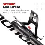 PRO BIKE TOOL Mini Bike Pump Classic - Fits Presta & Schrader Valves - up to 100 PSI / 6.9 Bar - Bicycle Tire Pump for Road and Mountain Bikes - Small, Portable and Compact Hand Frame-Mounted Pump