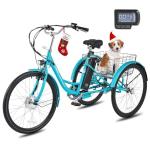VIRIBUS Electric Tricycle for Adults, 26 inch Electric Trike 250W(Peak 500W) with 468Wh Removable Battery, Motorized Adult Tricycle, 3 Wheel Electric Bike for Senior, E Trikes 330 lb. Teal