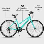 AVASTA Road Hybrid Bike for Women Female Lightweight Step Through 700c Aluminum Alloy Frame City Commuter Comfort Lady Bicycle, 7-Speed Drivetrain, Color Mint Green