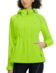 baleaf Women's Rain Jackets Waterproof Windbreaker Packable Lightweight Cycling Running Jacket Hiking Gear Reflective Hooded Fluorescent Green M
