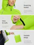 baleaf Women's Rain Jackets Waterproof Windbreaker Packable Lightweight Cycling Running Jacket Hiking Gear Reflective Hooded Fluorescent Green M