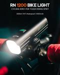 Magicshine Bike Light RN 1200, CREE LED, IPX7, 4000mAh Battery Type-C Reverse Charging, Powerful Bike Headlight Compatible with: Mountain, Kids, Street