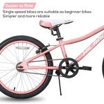 HH HILAND 20 Inch Kids' Bicycles Mountain Bike for Boys, Girls 5+ Years Old, Single Speed Kids Bicycles with Dual Handbrakes, Child Bike Pink