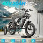 YVY Electric Bike for Adults, 3000/1500W,52V 20/40Ah Removable Battery, 30/37 MPH & 30-170 Miles Ebike, 20" All-Terrain Fat Tire Dirt Bike, UL2849 Certified for Mountain Snow Sand Off-Road