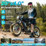 YVY Electric Bike for Adults, 3000/1500W,52V 20/40Ah Removable Battery, 30/37 MPH & 30-170 Miles Ebike, 20" All-Terrain Fat Tire Dirt Bike, UL2849 Certified for Mountain Snow Sand Off-Road