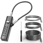 I-EASYDWW 4-Digit Combination Cable Luggage Lock with 3 Interchangeable Steel Cables (9"/24"/47") – for Bike, Backpack, Gym, Cabinet, Gate (Gray, 1 Pack)