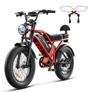 HAPPYRUN Electric Bike for Adults, 1500W Motor, 48V 18Ah Removable Battery, 20" Fat Tire Ebike, 7-Speed Transmission, Up to 32MPH and 68+ Miles Range, All-Terrain E-Bike (G52+Rearview Mirror)
