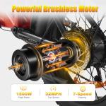 HAPPYRUN Electric Bike for Adults, 1500W Motor, 48V 18Ah Removable Battery, 20" Fat Tire Ebike, 7-Speed Transmission, Up to 32MPH and 68+ Miles Range, All-Terrain E-Bike (G52+Rearview Mirror)