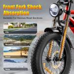 HAPPYRUN Electric Bike for Adults, 1500W Motor, 48V 18Ah Removable Battery, 20" Fat Tire Ebike, 7-Speed Transmission, Up to 32MPH and 68+ Miles Range, All-Terrain E-Bike (G52+Rearview Mirror)