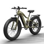 PUCKIPUPPY Electric Bike for Adults, 48V 20AH Battery Ebike, 960W Motor, 26" Fat Tire 28MPH 80Miles Range Mountain Electric Bicycle, 7 Speed Hydraulic Disc Brake, Full Suspension Camouflage