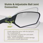 Adjustable Handlebar Bike Mirror, Shatterproof HD Glass Lens, Universal Fit Rearview Bicycle Mirrors, 360° Rotatable, Compatible with Mountain Bikes, E-bikes, Road Bikes(1 Pair)