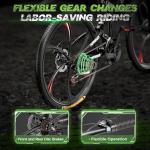 Outroad 26 Inch Folding Mountain Bike, 21 Speed Dual Disc Brake Non-Slip Folding Bikes, Full Suspension High-Carbon Steel MTB Foldable Bicycle for Adults/Men/Women, Black