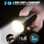 Spriak USB-C Rechargeable Bike Light 1000-2500 Lumens Front & Rear Set, Super Bright LED, IP65 Waterproof, Aluminum Alloy, Memory Mode, Commuting & Mountain Night Riding