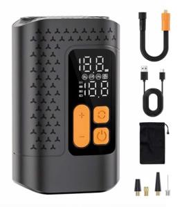 Mini Bike Pump, 160PSI Bicycle Pump, 4X Faster Bike Floor Pump with Gauge, Electric Bike Tire Pump with Presta Valves for Mountain Bike, Moto, Road Bike, Car and Balls