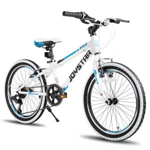 JOYSTAR Lubbock 20 Inch Kids Bike for Boys & Girls Ages 7-10 Years 20" Hardtail Mountain Bikes for Kids with Steel Frame and 7-Speed Drivetrain with Kickstand 20 inch Bicycle White