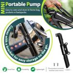 Hycline Mini Bike Pump - 120 PSI Portable Bicycle Frame Pump for MTB BMX Road Tires, Air Ball Pump Inflator with Ball Pump Needles Fits Presta & Schrader Valve