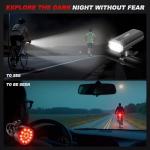 Ascher USB Rechargeable Bike Light Front and Back, Super Bright 1000 Lumens Bicycle Headlight and Compact Rear Tail Light, 4 Light Modes, Large Capacity Battery for Night Riding Road Mountain, Black