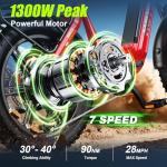 HOVSCO Foldable Electric Bike for Adults, 28MPH 1300W Peak Power, 48V 15AH Removable Battery, 20"x4.0" Fat Tire Ebike with Low-Step Frame, Hydraulic Brakes & App Control