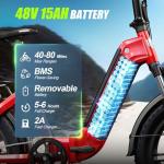 HOVSCO Foldable Electric Bike for Adults, 28MPH 1300W Peak Power, 48V 15AH Removable Battery, 20"x4.0" Fat Tire Ebike with Low-Step Frame, Hydraulic Brakes & App Control