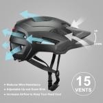 Bike Helmet, Helmets for Adults Men, Front and Back LED Lights Safe Certified MTB Road Bicycle Helmet with Adjustable Brim
